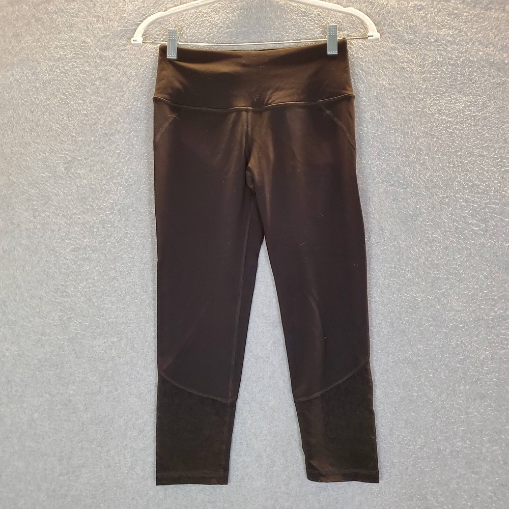 Victoria Sport Women Activewear Pants S Black Legging Leopard Sheer Ankle Yoga